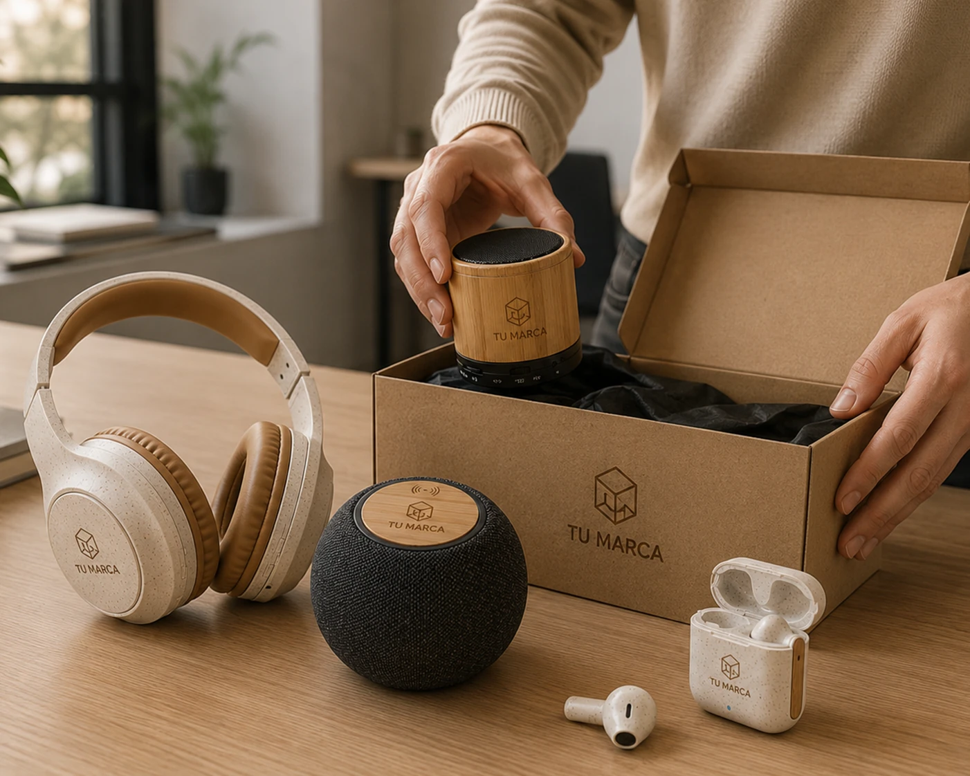 Auriculares y altavoces personalizados con tu marca