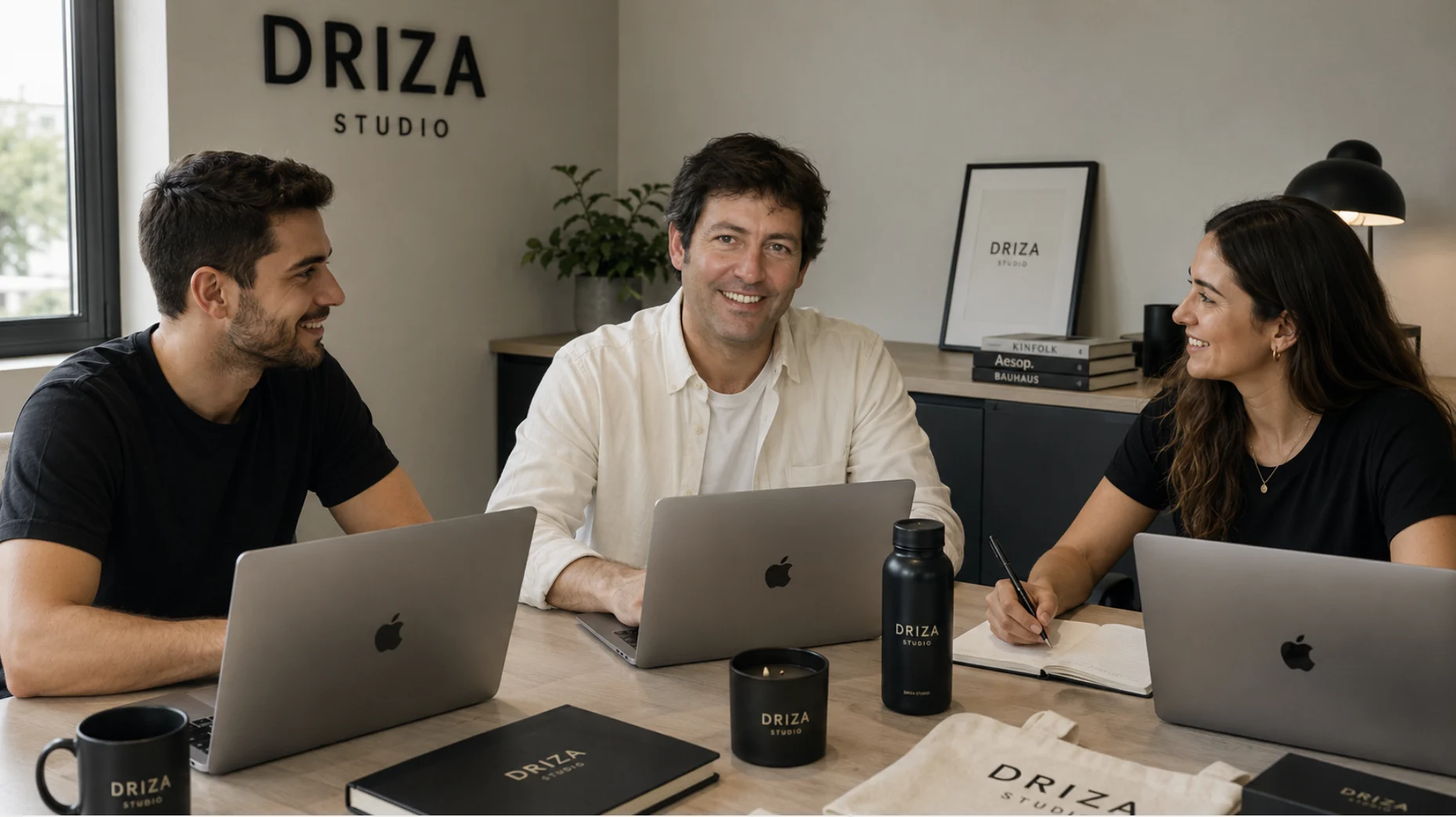 El equipo de Driza Studio trabajando en su estudio