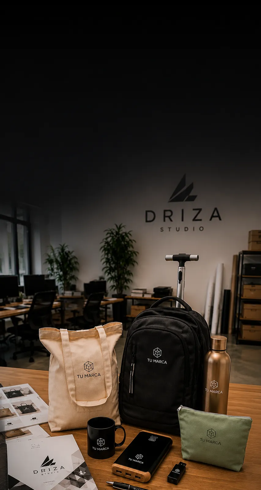 Merchandising corporativo premium de Driza Studio