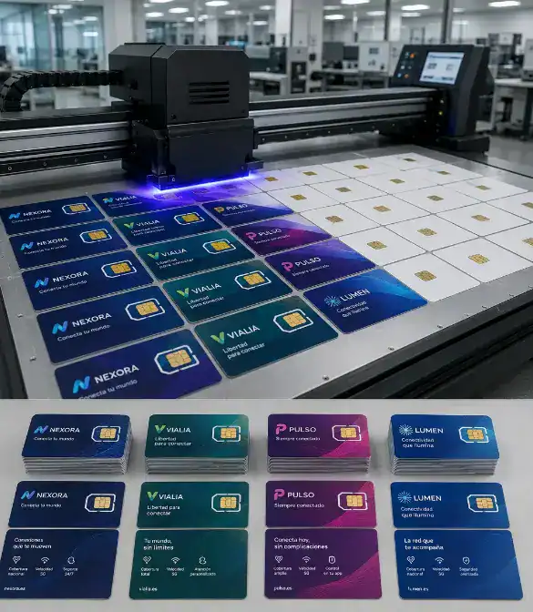 Acabados profesionales de tarjetas SIM con impresión UV