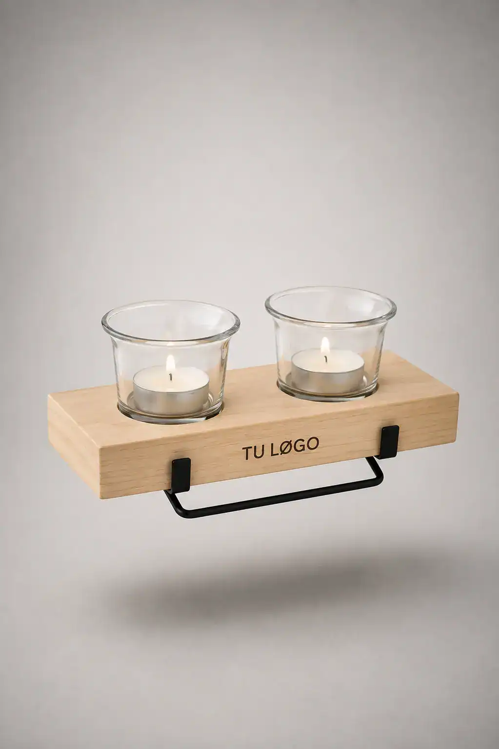 Portavelas doble de madera personalizado