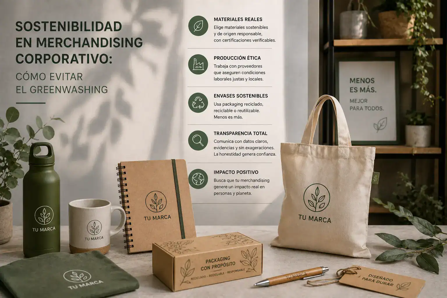 Selección de merchandising sostenible sin greenwashing para empresas