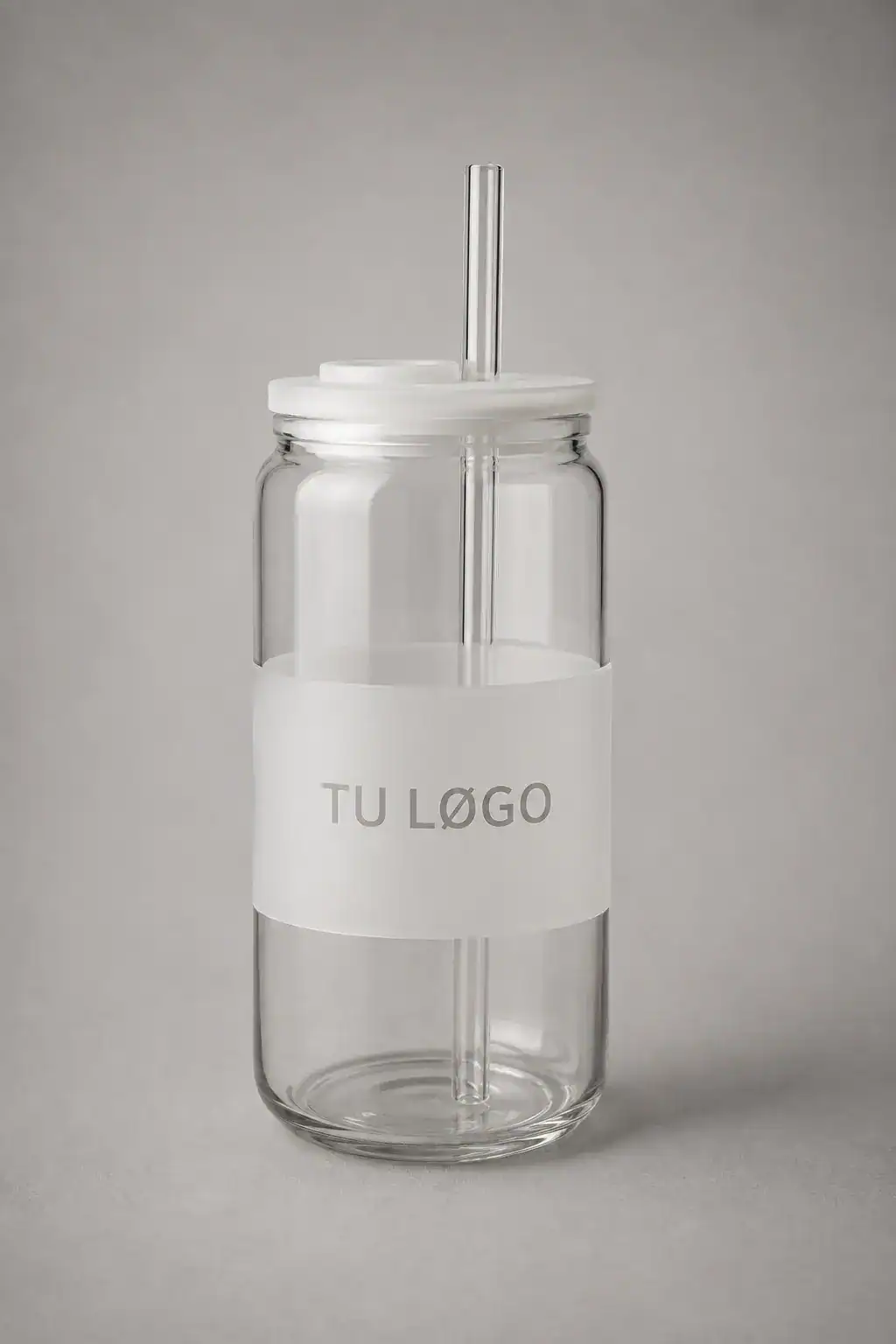 Vaso de cristal con pajita reutilizable personalizado